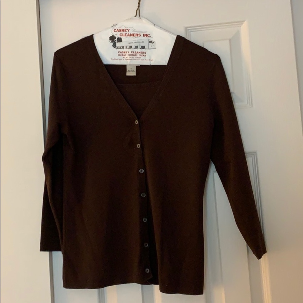 Brown cardigan and sweater combo